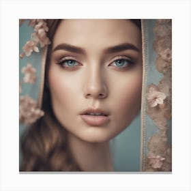 Portrait Of A Young Woman With Flowers Canvas Print