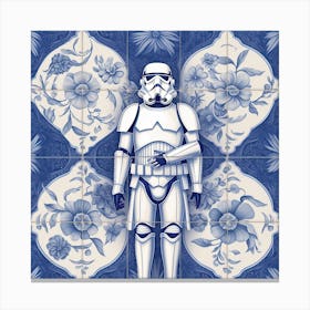 Star Wars Inspired Delft Tile Illustration 3 Canvas Print