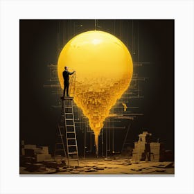 Golden Light Bulb Canvas Print