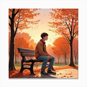 Alone Boy In Whimsical Scene Art Print (3) Canvas Print