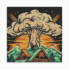 Wooden hut left behind by an atomic explosion 8 Canvas Print