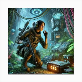 A Sci Fi Depiction Of Maya Ryen Showcasing Her Survivalist Skills Canvas Print