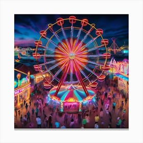 Amusement Park At Night Canvas Print