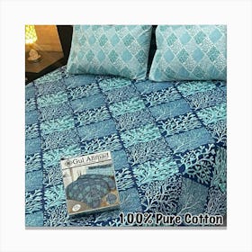 Blue And White Bedding Set Canvas Print