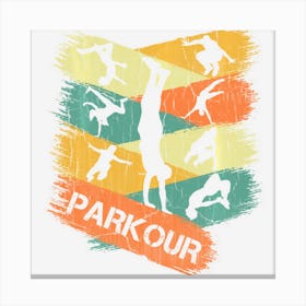 Retro Parkour For Boys Silhouette Vintage Free Running Canvas Print