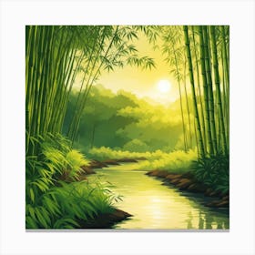 A Stream In A Bamboo Forest At Sun Rise Square Composition 75 Canvas Print