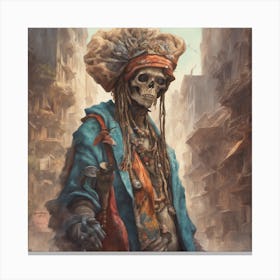 Skeleton In The City Sick Buddy ( Bohemian Design ) Canvas Print