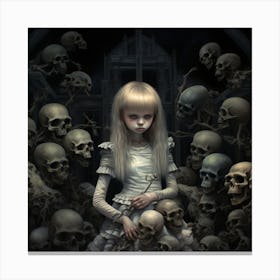 Little Girl With Skulls 3 Canvas Print