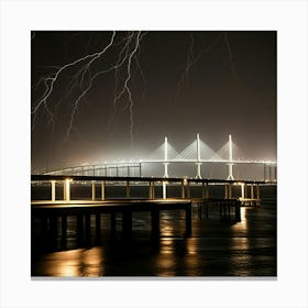 Lightning Over The Sunshine Skyway Bridge Canvas Print