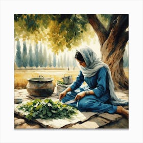 Pakistani Village Woman Cooking Food #1 Leinwandbild