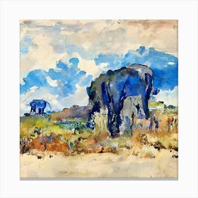 Elephants In The Grass Canvas Print