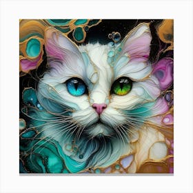 Cat With Colorful Eyes 1 Canvas Print