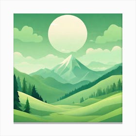 Misty mountains background in green tone 5 Canvas Print