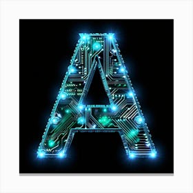 Circuit Board Letter A Canvas Print