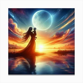 Moon And Moonlight Canvas Print