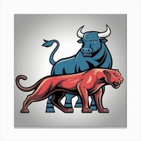 Bull And Panther Canvas Print