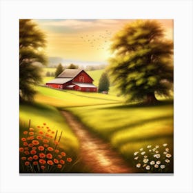Peaceful Farm Meadow Landscape (54) Canvas Print
