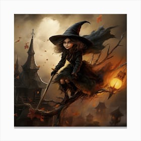 Witch Flying In The Sky Canvas Print