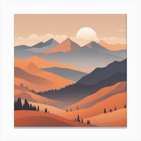 Misty mountains background in orange tone 11 Canvas Print