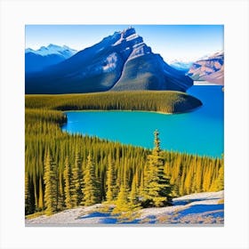 Blue Lake In The Mountains Canvas Print