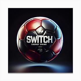 A Soccer Ball With The Switch Energy Drink Logo On 4 Canvas Print