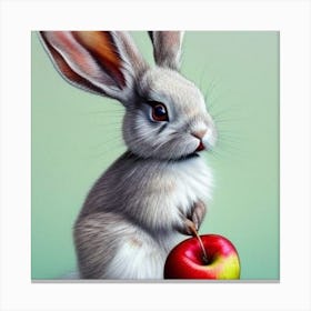 Bunny With Apple Canvas Print