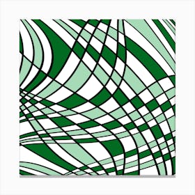 Abstract Green And White Wavy Lines Canvas Print