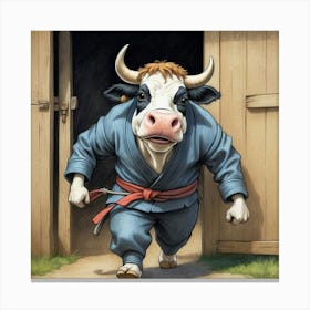 Karate Cow 1 Canvas Print