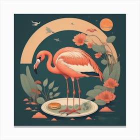 Pancake and Flamingo Canvas Print