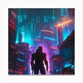 Man In A Futuristic City Canvas Print