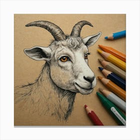 Goat Drawing 17 Canvas Print