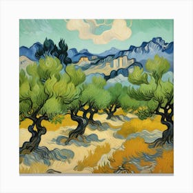 Olive Trees With The Alpilles In The Background, Vincent Van Gogh Art Print 3 Canvas Print