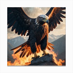 Eagle On Fire Canvas Print