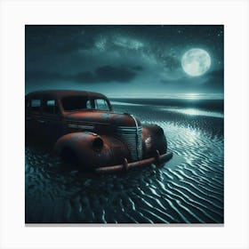 Old Car In The Sand Canvas Print