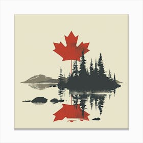 Canadian Flag Leaf Minimal Canvas Print