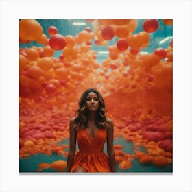 Girl In An Orange Dress Canvas Print