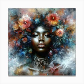 Black Woman With Flowers Canvas Print