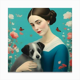 Lady With A Dog Canvas Print