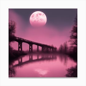 Full Moon Over Bridge Canvas Print