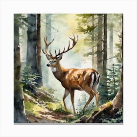 Deer In The Woods 76 Canvas Print