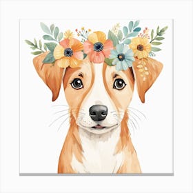 Floral Baby Dog Nursery Illustration (8) Canvas Print