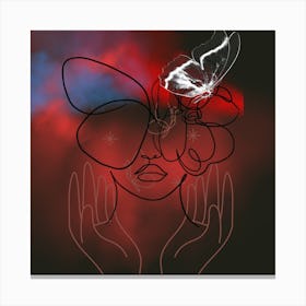 Woman Holding A Butterfly Canvas Print