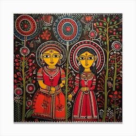 Traditional Painting, Indian Painting, Black Color Canvas Print