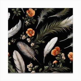 Feathers And Flowers 4 Canvas Print