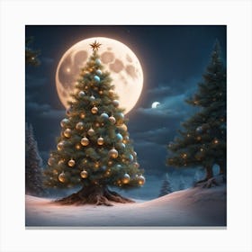 Christmas Tree In The Snow Canvas Print