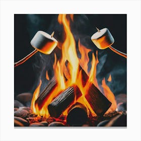 Campfire With Marshmallows Canvas Print