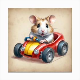 Hamster In A Car 2 Canvas Print