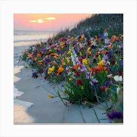 Wildflowers On The Beach Canvas Print