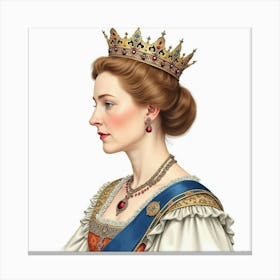 Regal Watercolor Rendering Of Queen Elizabeth I, With Intricate Details 1 Canvas Print