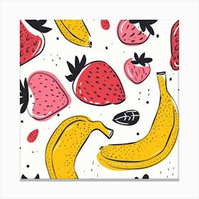 Seamless Pattern With Strawberries And Bananas 1 Canvas Print